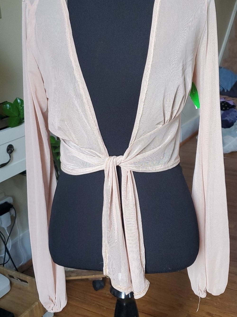 Windsor Taupe Sheer Tie-Front Cardigan